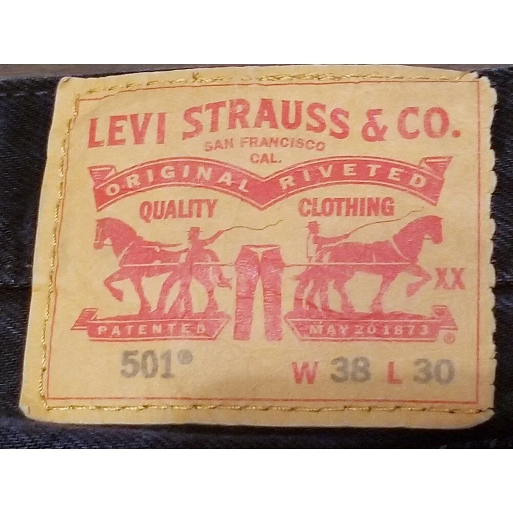 Levi's 501 Jeans Men's Size 38x30 Black Faded Marbled Denim Button Fly (37x29)